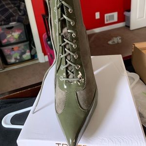 Olive Square Heel Booties Size 7